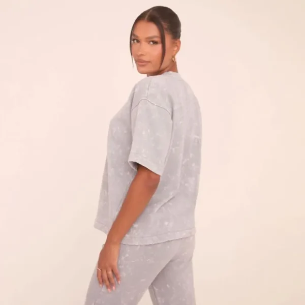 Store Short Sleeve Fleece Back Oversized T-Shirt In Grey Acid Wash T-Shirts | T-Shirts