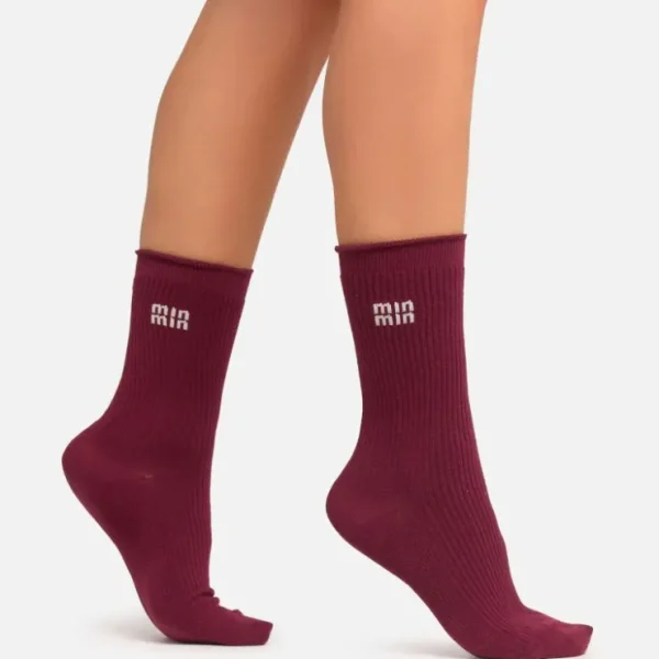 Outlet Side Logo Detail Sport Sock In Burgundy Socks & Tights | Socks & Tights