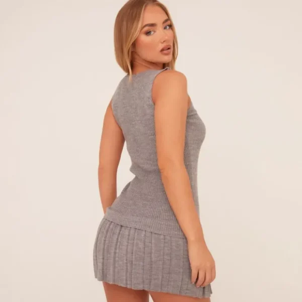 Best Sleeveless Drop Waist Pleated Hem Micro Mini Dress In Going Out Knitwear | Mini Dresses