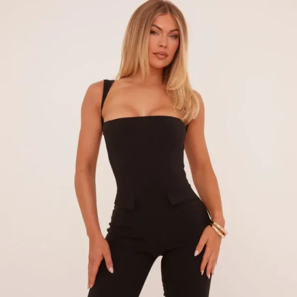 Flash Sale Square Neck Tailored Flared Jumpsuit In Woven Jumpsuits & Playsuits | Basics