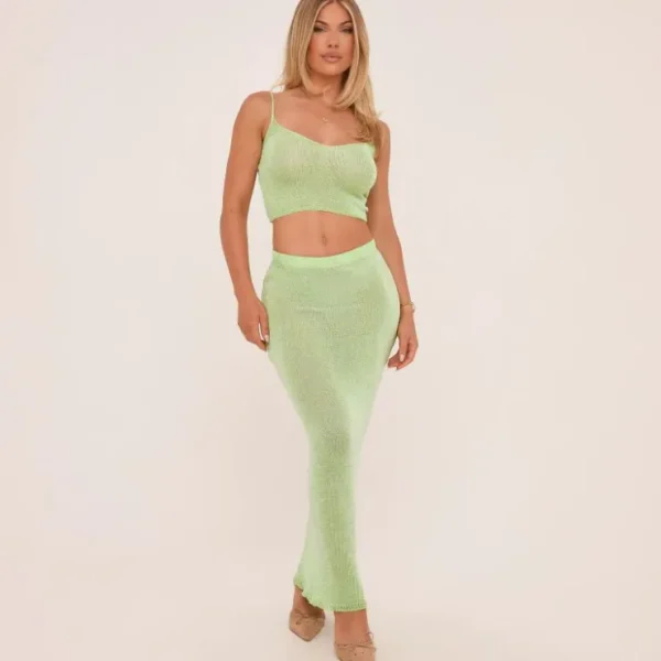 Outlet Strappy Cropped Cami Top In Lime Green Knit Knitwear | Knitwear