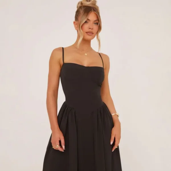 Hot Strappy Pleated Skater Midaxi Dress In Occasion Dresses | Basic Dresses