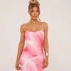 Best Sale Strappy Scoop Neck Maxi Dress In Pink Floral Print Slinky Maxi Dresses