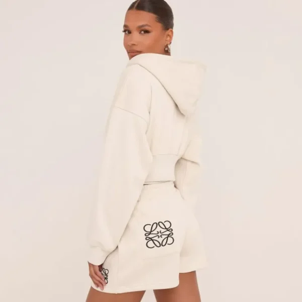 Discount Swirl Graphic Detail Cropped Hoodie In Stone Matching Sets | Coats & Jackets