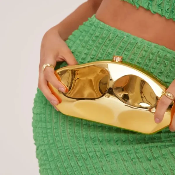 Cheap Symphony Textured Detail Shaped Clutch Bag In Patent Winter Sun | Clutch Bags