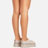 Best Sale Tazmin Aztec Detail Faux Fur Lining Platform Slipper In Light Grey Faux Suede Slippers | Slippers
