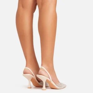 Cheap Temptation Diamante Detail Clear Perspex Pointed Toe Slingback Court Heel In Party Heels | Winter Going Out