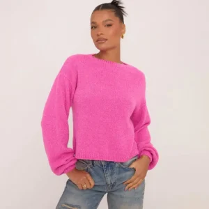 Online Tie Back Detail Oversized Jumper In Bright Knit Knitwear | Knitwear