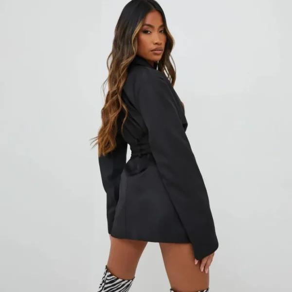 Flash Sale Triple Strap Buckle Belt Blazer Dress In Black Blazers | Winter Going Out